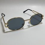 gold and gray mens and womens round sunglasses