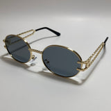 gold and gray mens and womens round sunglasses