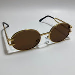 gold and brown mens and womens round sunglasses