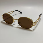 gold and brown mens and womens round sunglasses