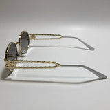 gold white and green mens and womens round sunglasses