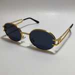 gold and black mens and womens round sunglasses