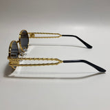 gold and black mens and womens round sunglasses