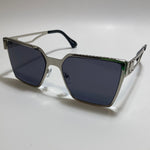 womens silver and blue square sunglasses