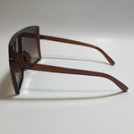 Womens oversized brown shield sunglasses