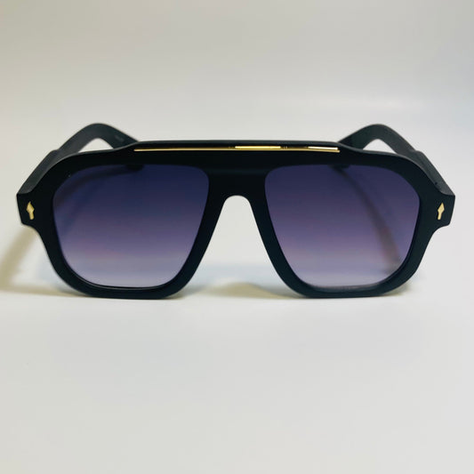 Mens and womens unisex black gold and gray square aviator 70s sunglasses