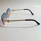 mens and womens blue pink and gold rimless square sunglsses