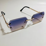 mens and womens purple yellow and gold rimless square sunglsses