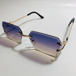 mens and womens purple yellow and gold rimless square sunglsses