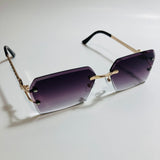 mens and womens black and gold rimless square sunglsses