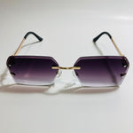 mens and womens black and gold rimless square sunglsses