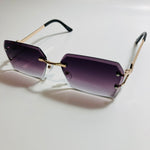 mens and womens black and gold rimless square sunglsses