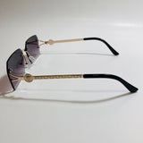 mens and womens black and gold rimless square sunglsses