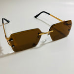 mens and womens brown and gold rimless square sunglsses