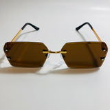 mens and womens brown and gold rimless square sunglsses