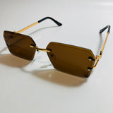 mens and womens brown and gold rimless square sunglsses