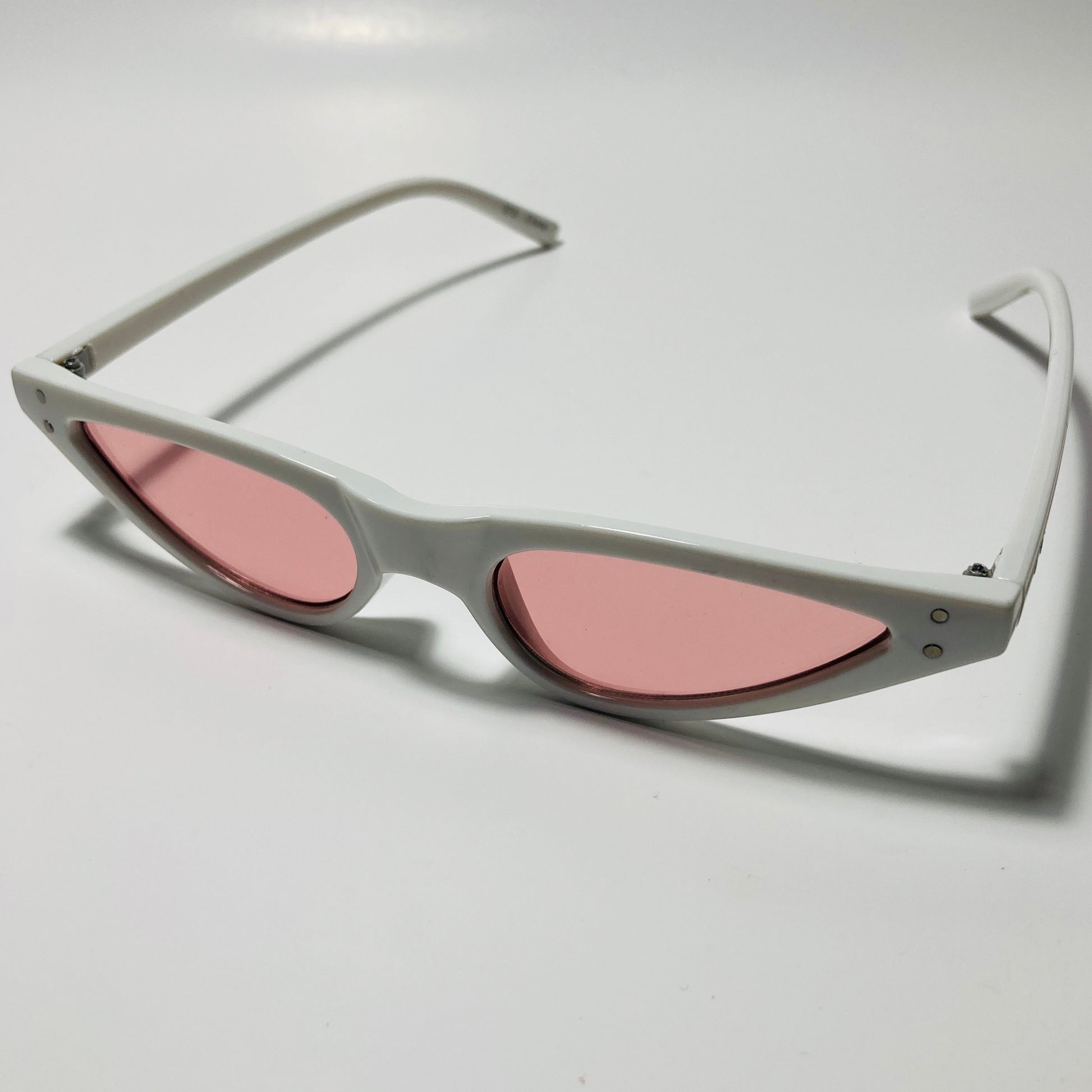 womens white and pink skinny cat eye sunglasses