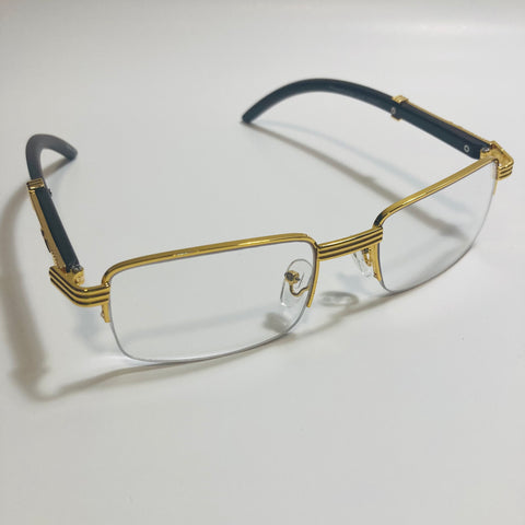 mens and womens gold rectangle eyeglasses