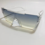 womens and mens clear and blue half rim square sunglasses 