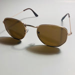 mens and womens gold and brown square sunglasses