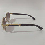 womens and mens gold and brown round sunglasses