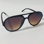 mens and womens black aviator sunglasses with brown lenses 