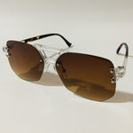 mens and womens brown rimless aviator sunglasses