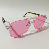 mens and womens pink rimless aviator sunglasses