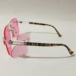 mens and womens pink rimless aviator sunglasses