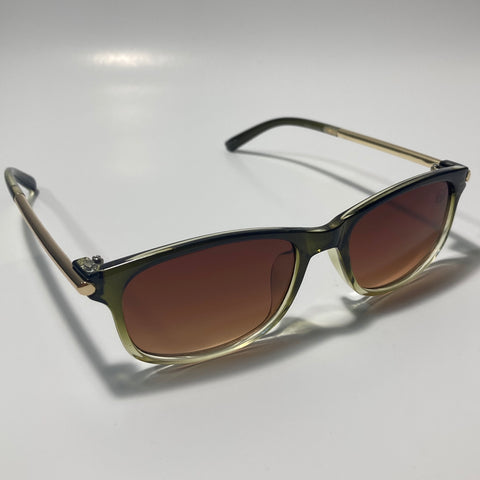 mens and womens green gold and brown square sunglasses
