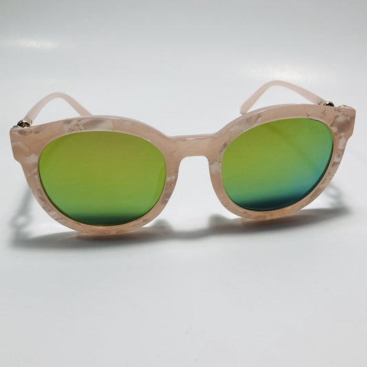 womens pink sunglasses with mirrored green lenses