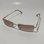 womens and mens brown and gold metal square sunglasses