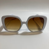 white oversize square womens sunglasses with brown lenses 