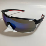 mens blue and black mirrored baseball sunglasses