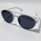 mens and womens black and white round steampunk sunglasses with side shields