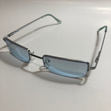 womens and mens blue and silver metal square sunglasses