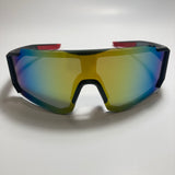mens black red and yellow mirrored cycling glasses 
