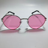 mens and womens pink and silver round sunglasses 