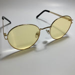 mens and womens yellow and gold round sunglasses 