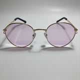 mens and womens purple and gold round sunglasses 