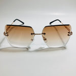 womens brown and gold rimless oversize sunglasses