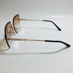 womens brown and gold rimless oversize sunglasses