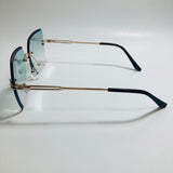 womens green and gold rimless oversize sunglasses