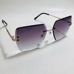 womens black and gold rimless oversize sunglasses