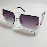 womens black and gold rimless oversize sunglasses