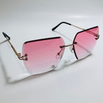 womens pink and gold rimless oversize sunglasses