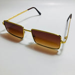 Mens and womens gold sunglasses with brown lenses