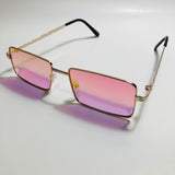 Mens and womens gold sunglasses with mirrored pink lenses