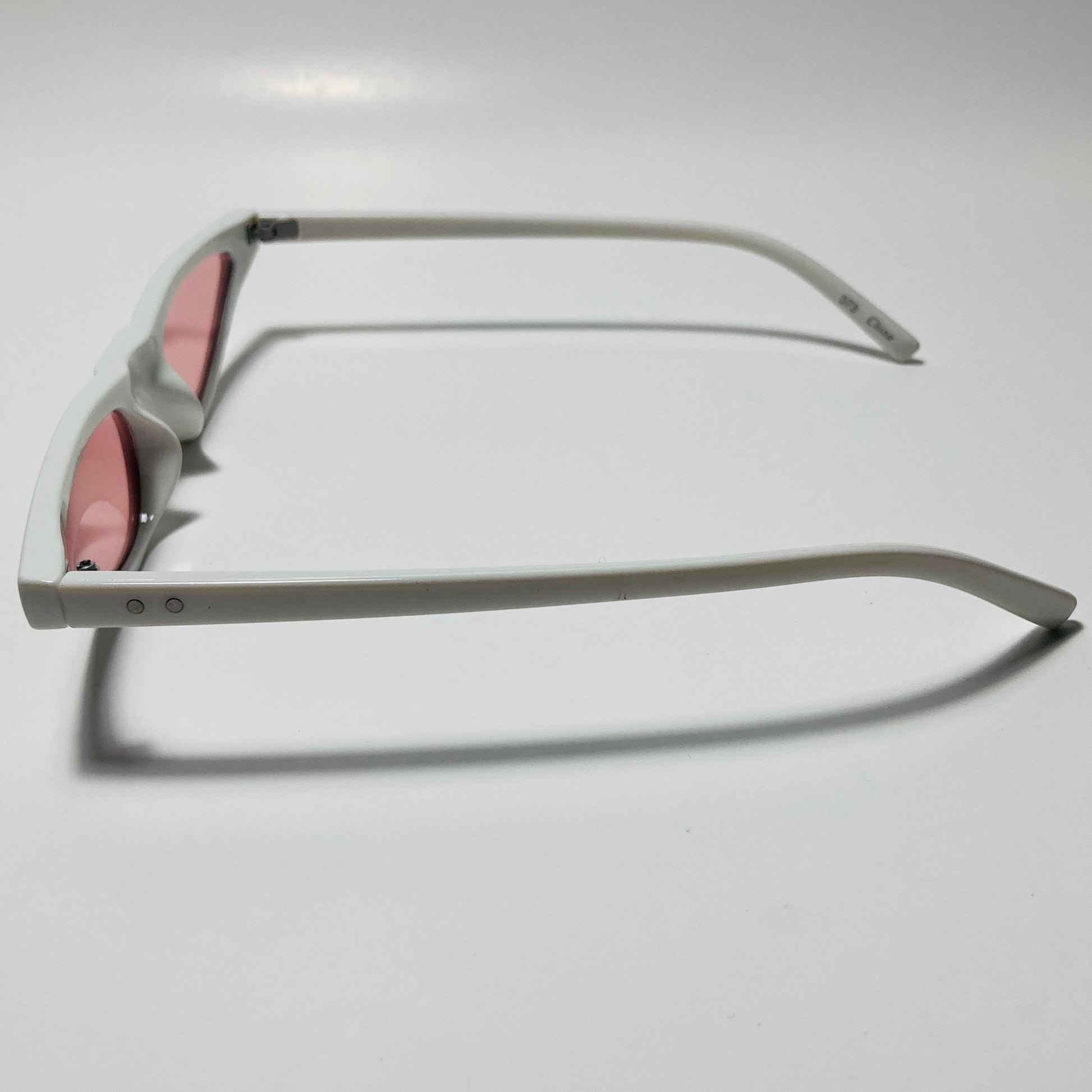 womens white and pink skinny cat eye sunglasses