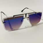 silver and blue mens and womens square aviator sunglasses